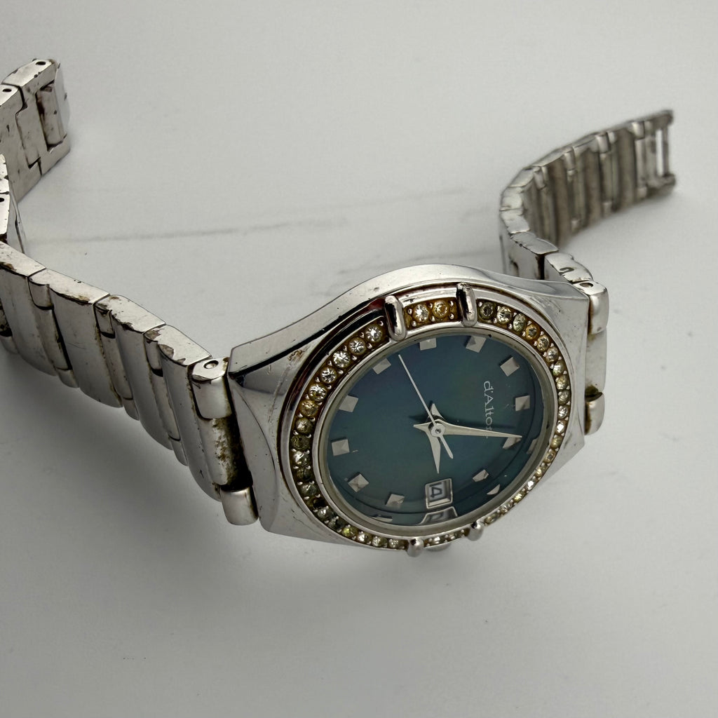 d’Alton Ladies Crystal Bezel Blue Dial Quartz Watch Date (Fully Tested and working)- £15.00