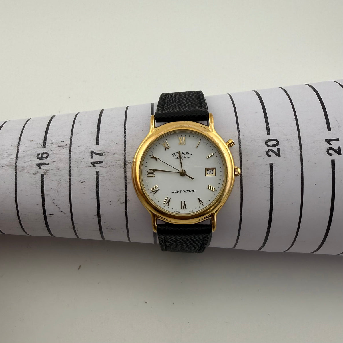 Rotary Swiss Light Watch Vintage Gold Tone Mens Quartz Date (Fully Tested and working)- £50.00