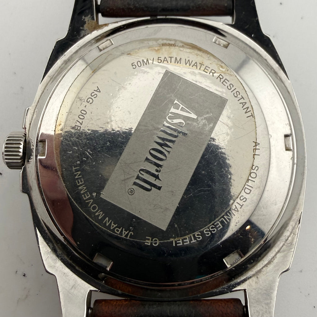 Ashworth Retro Style Blue Dial Quartz Watch 47mm Leather Strap (Fully Tested and working)- £30.00
