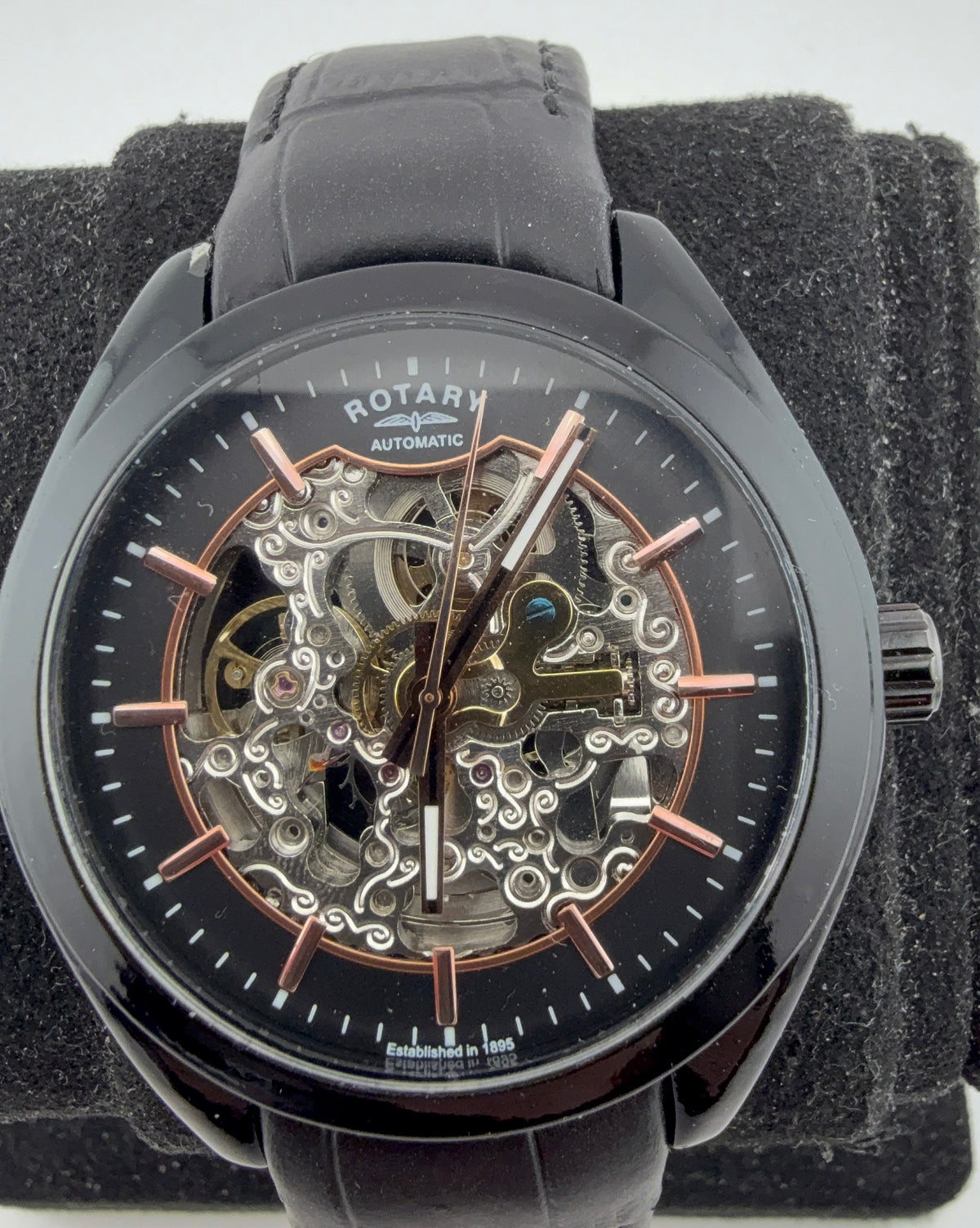 Rotary GS03630/04 Automatic Skeleton Watch Black Rose Gold – Fully Serviced Boxed- £150.00