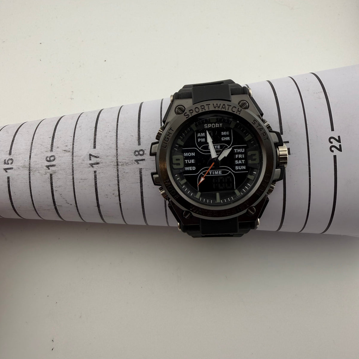 Sport Gents Large 54mm Ana-Digi Sport Watch Black Silicone Day Date Alarm Working