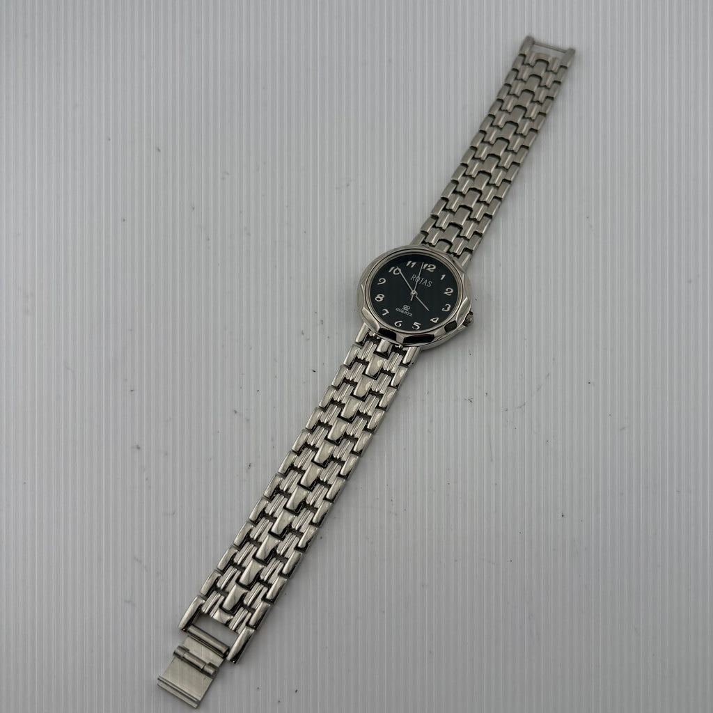 Rojas Quartz Gents Black Dial Silver Tone Bracelet Watch Fully Tested And Working- £15.00