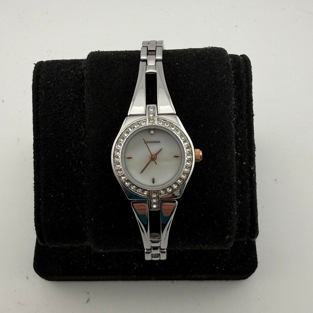 Sekonda 2004 AHT Ladies Crystal Set Silver Tone Quartz Watch Fully Tested and Working- £15.00