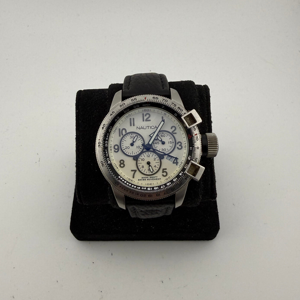 Nautica Swiss Movement 200M Chronograph White Dial Pilot Style Men’s Watch 54mm- £80.00