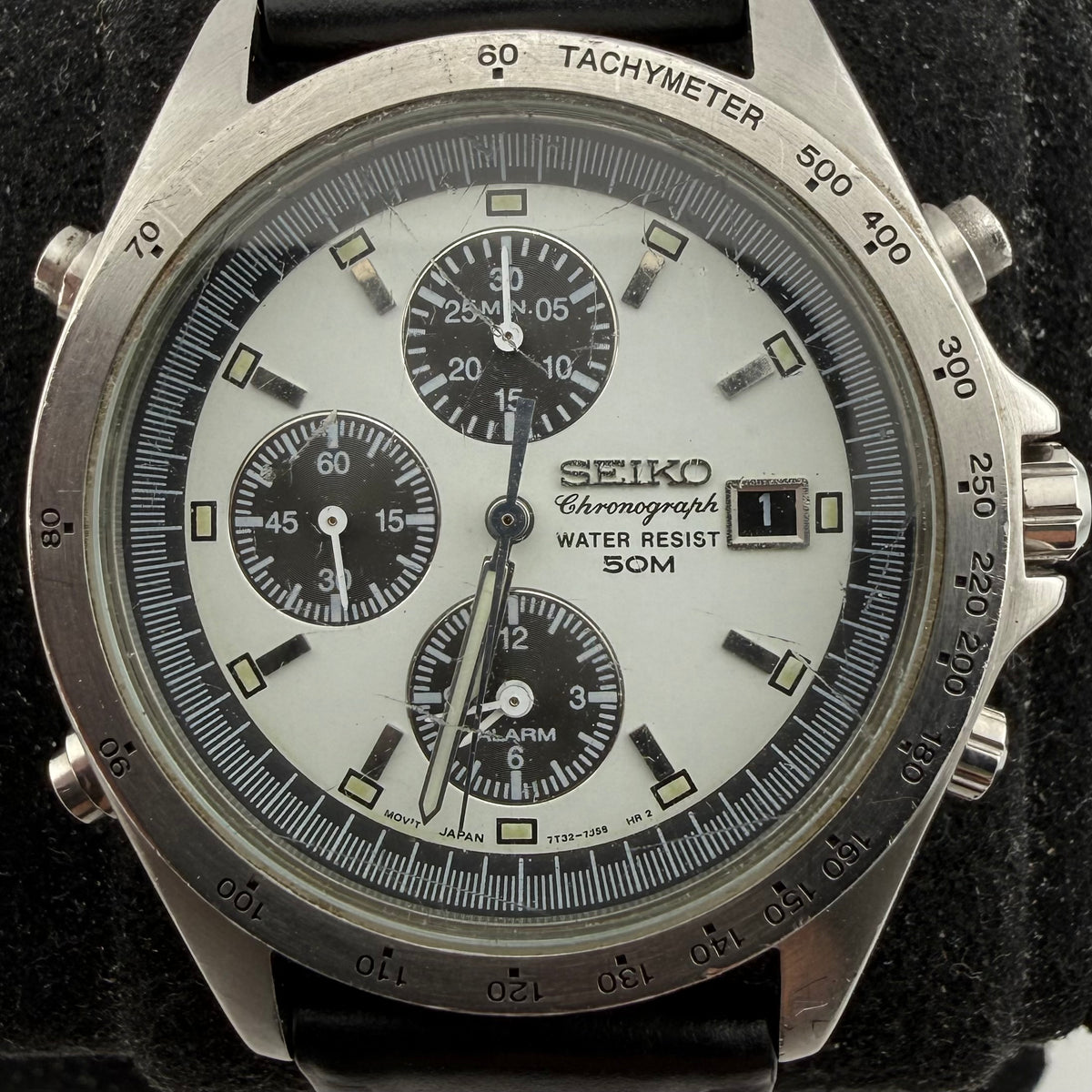 Seiko 7T32-7E80 Panda Dial Alarm Chronograph Vintage 1998 43mm Boxed(Fully Tested and Working)- £130.00