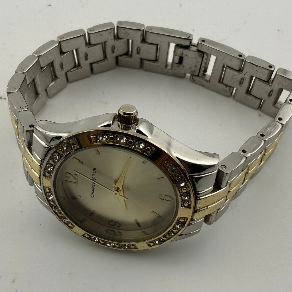 Charter Club 16221 Ladies Two Tone Crystal Bezel Quartz Watch Fully Tested and Working- £10.00