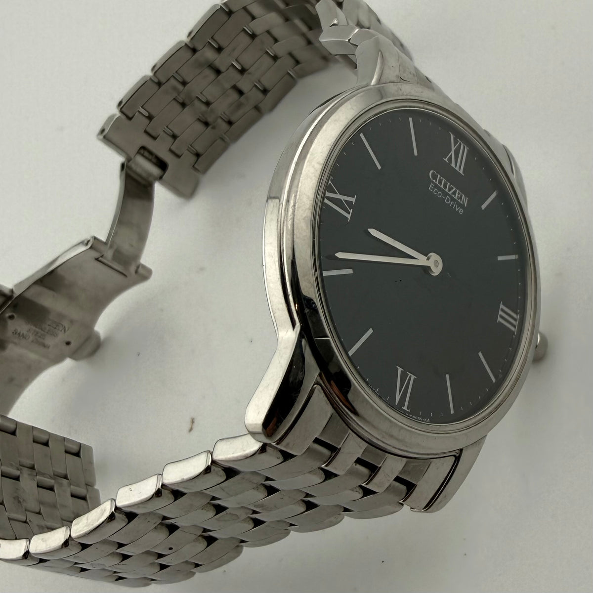 Citizen Eco-Drive Black Dial Ultra Slim Stainless Steel Gents Dress Watch 39mm Boxed (Fully Tested and Working)- £90.00