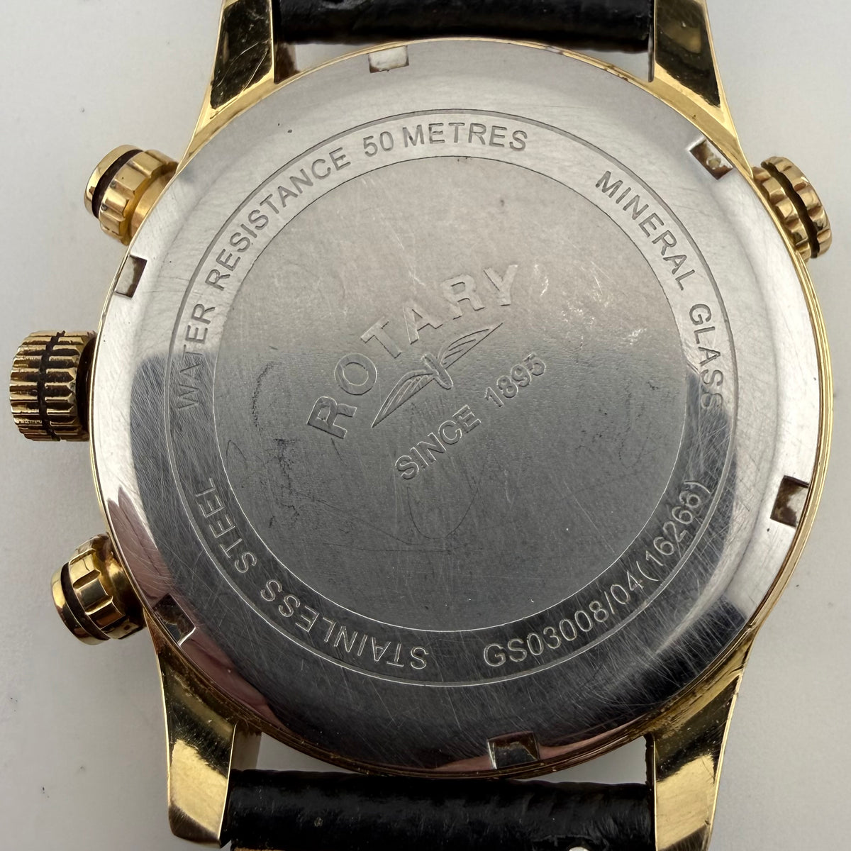 Rotary GS03008/04 Chronospeed Pilot Chronograph Gold Tone Black Dial 46mm- £75.00