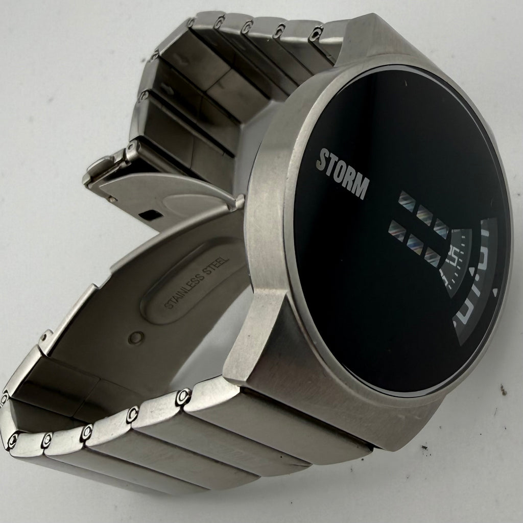 STORM Special Edition Gents Black Dial Unusual Display Steel Watch Fully Tested and Working- £60.00