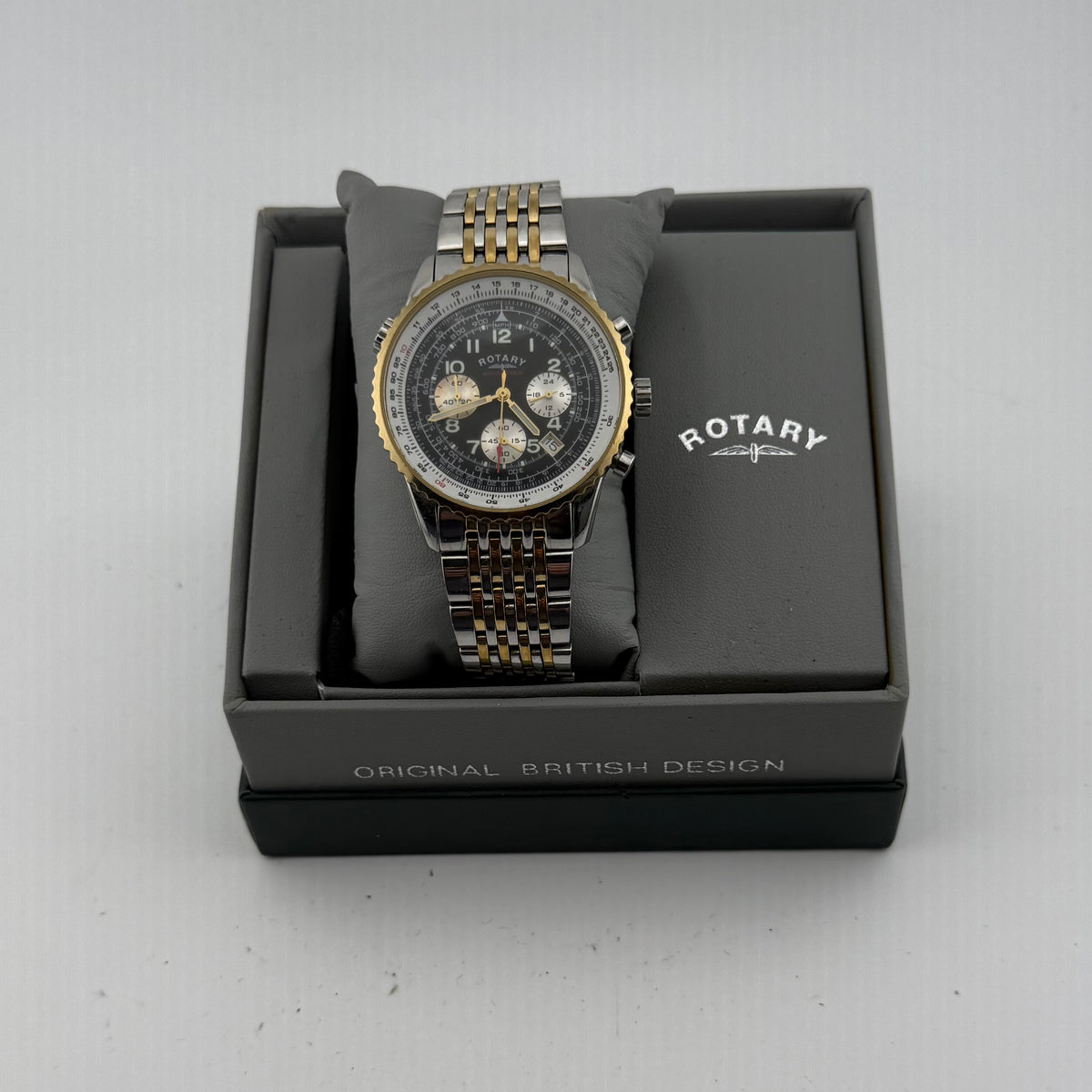 Rotary Aquaspeed Gents Two Tone Chronograph Black Dial Fully Tested and Working- £55.00