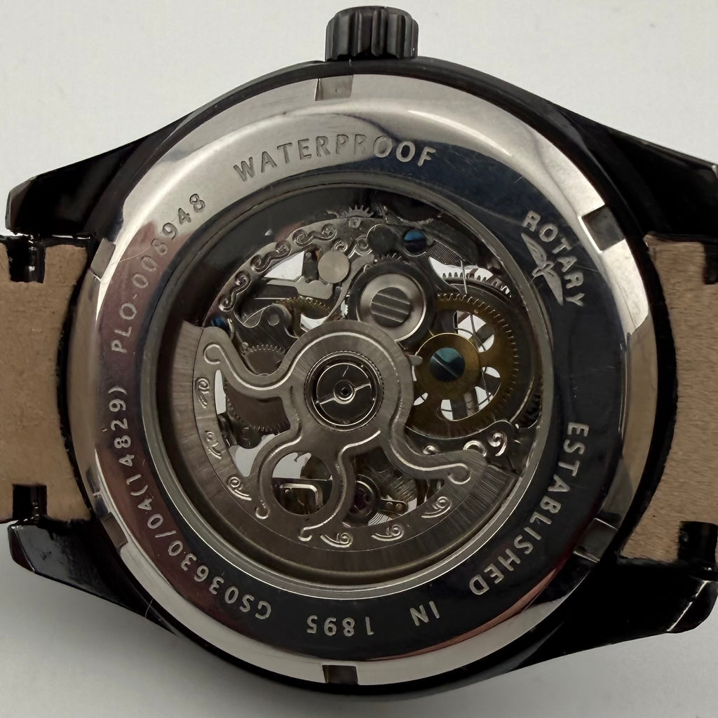 Rotary GS03630/04 Automatic Skeleton Watch Black Rose Gold – Fully Serviced Boxed- £150.00