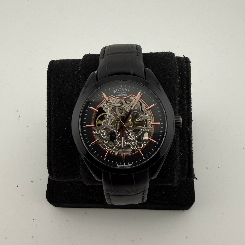Rotary GS03630/04 Automatic Skeleton Watch Black Rose Gold – Fully Serviced Boxed- £150.00