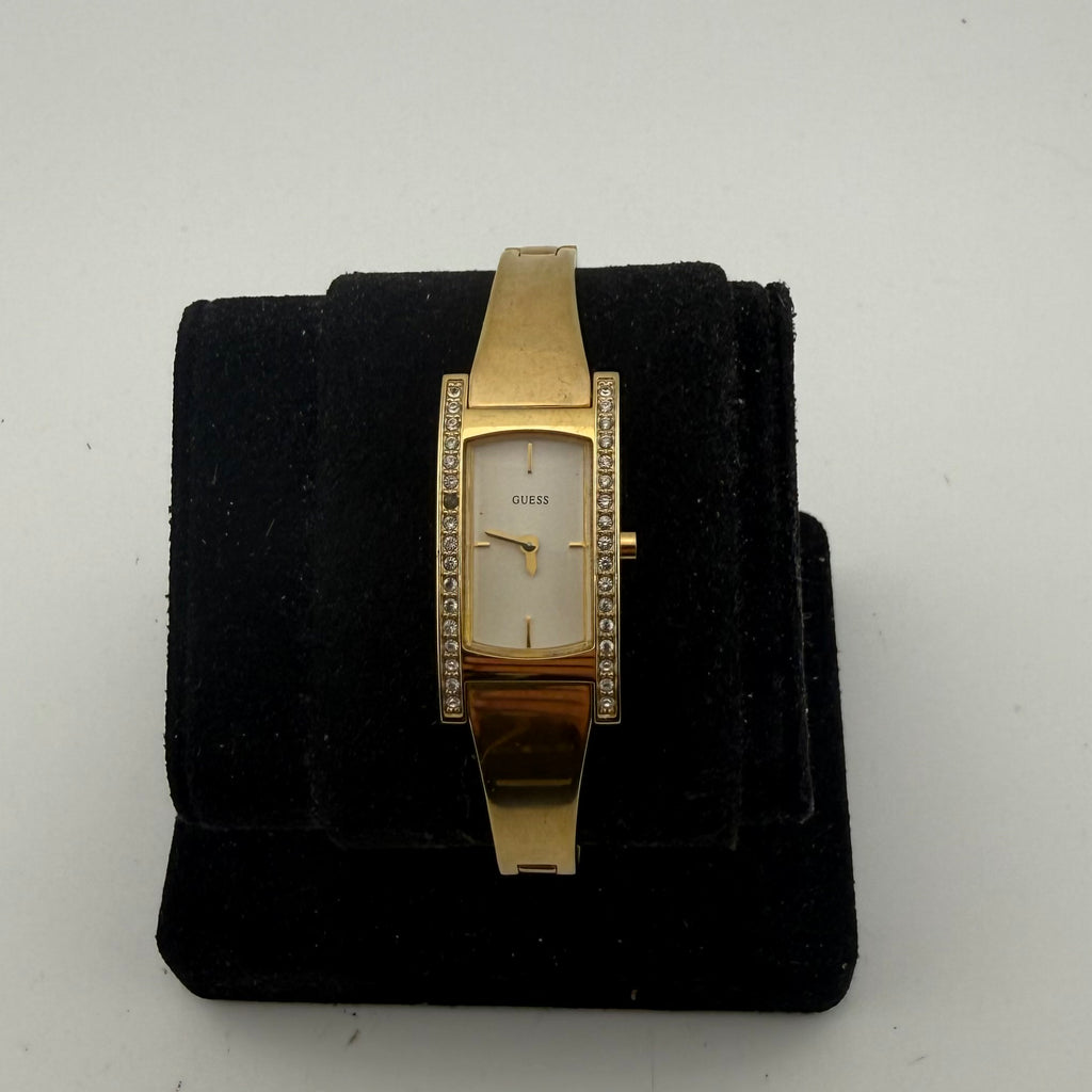 GUESS Ladies Gold Tone Crystal Set Rectangular Bracelet Watch Fully Tested and Working- £35.00