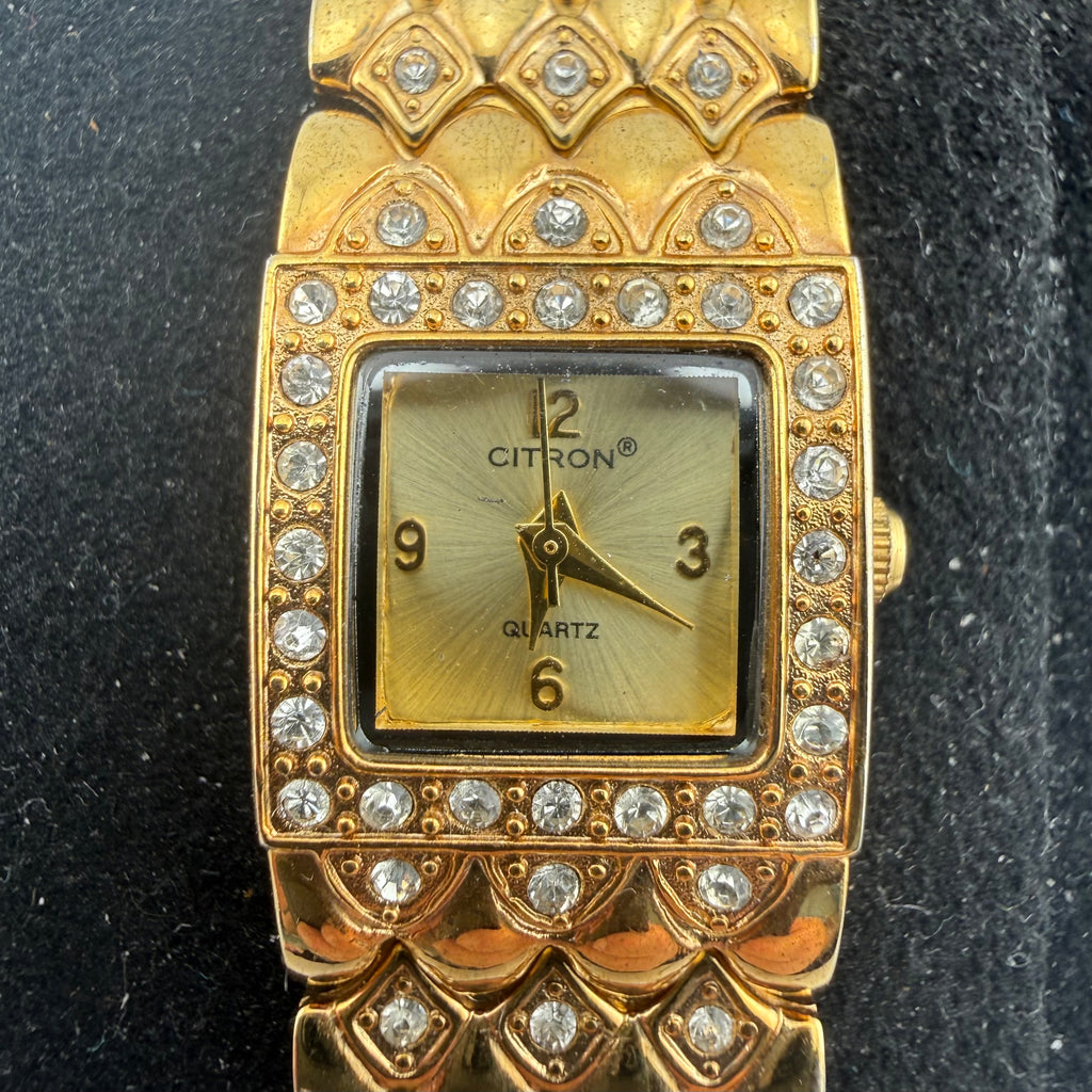 Citron L123L Ladies Gold Tone Quartz Watch Crystal Set Fully Tested and Working- £12.000