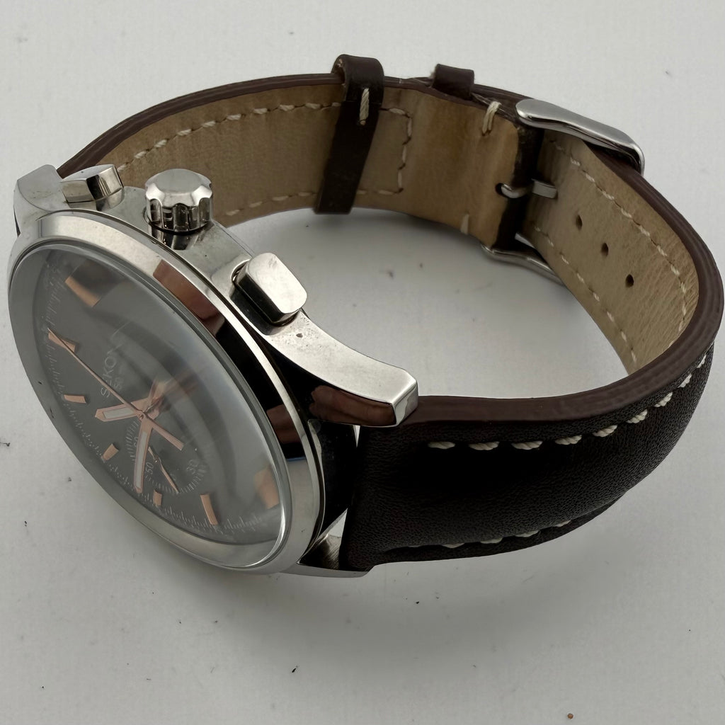 Sekonda 1490 CKX Men’s Chronograph Black Dial Brown Leather Watch 46mm (Fully Tested and working)- £35.00