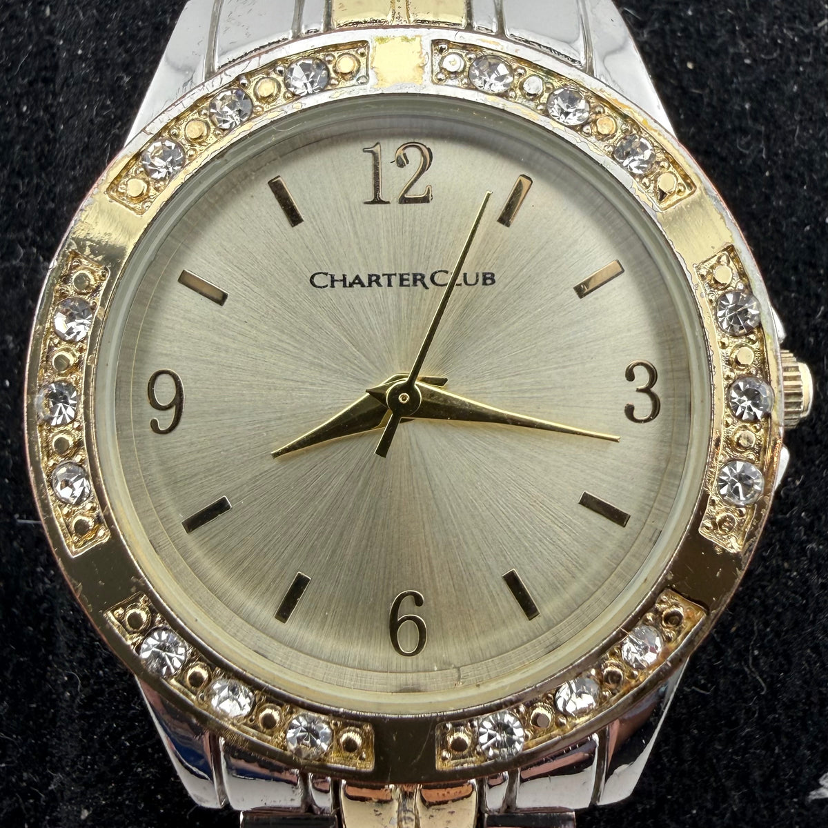 Charter Club 16221 Ladies Two Tone Crystal Bezel Quartz Watch Fully Tested and Working- £10.00