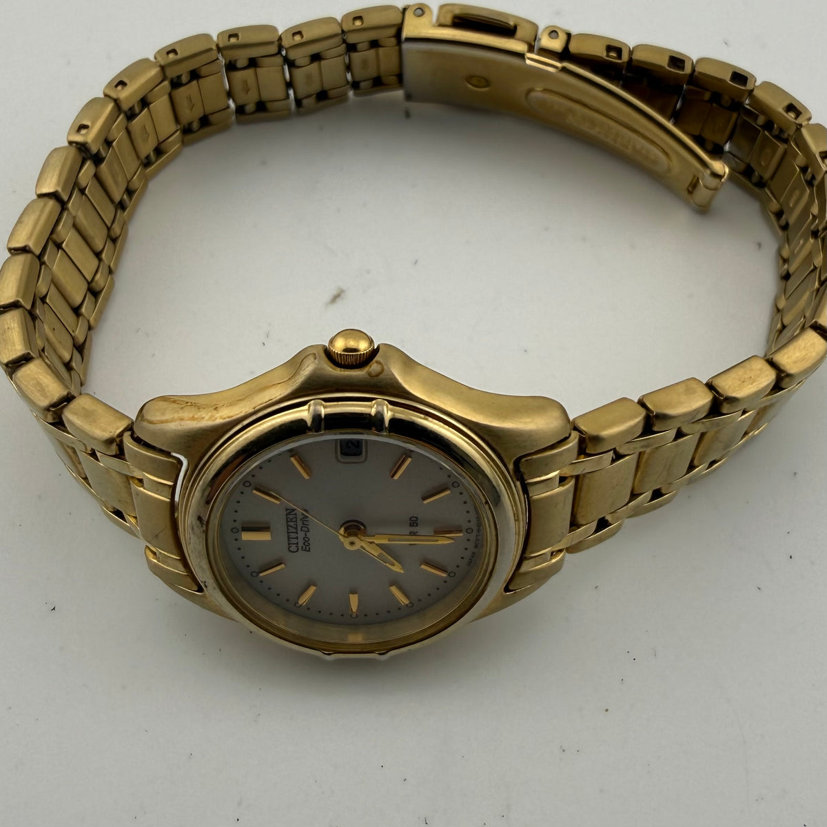 Citizen Eco-Drive Gold Tone Bracelet Watch – WR50 Date Model Fully Tested and Working £45.00