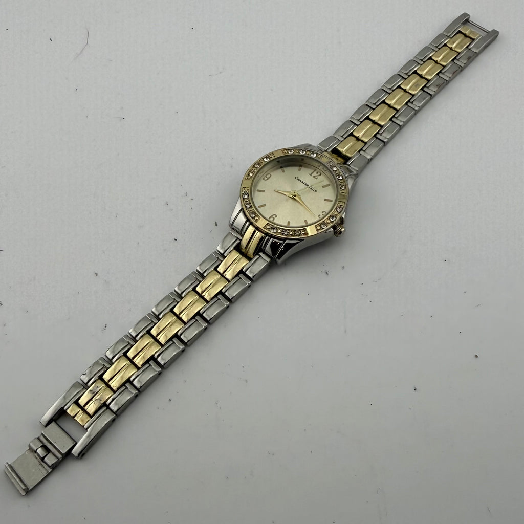 Charter Club 16221 Ladies Two Tone Crystal Bezel Quartz Watch Fully Tested and Working- £10.00