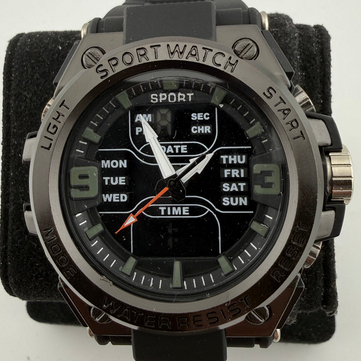 Sport Gents Large 54mm Ana-Digi Sport Watch Black Silicone Day Date Alarm Working