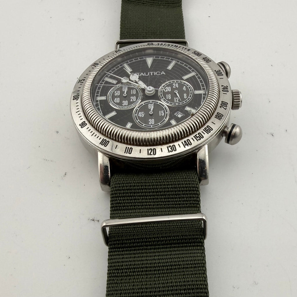 Nautica Men’s Dark Green Dial Quartz Chronograph Tachymeter 48mm Watch (Fully Tested and working)- £60.00