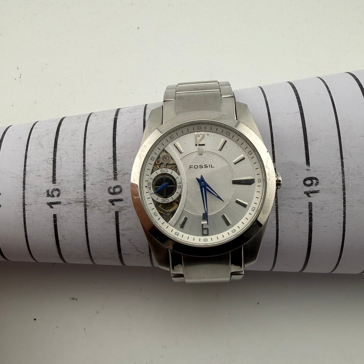 Fossil Twist Hybrid Automatic Quartz Stainless Steel Skeleton Watch – Presentation Tin- £80.00