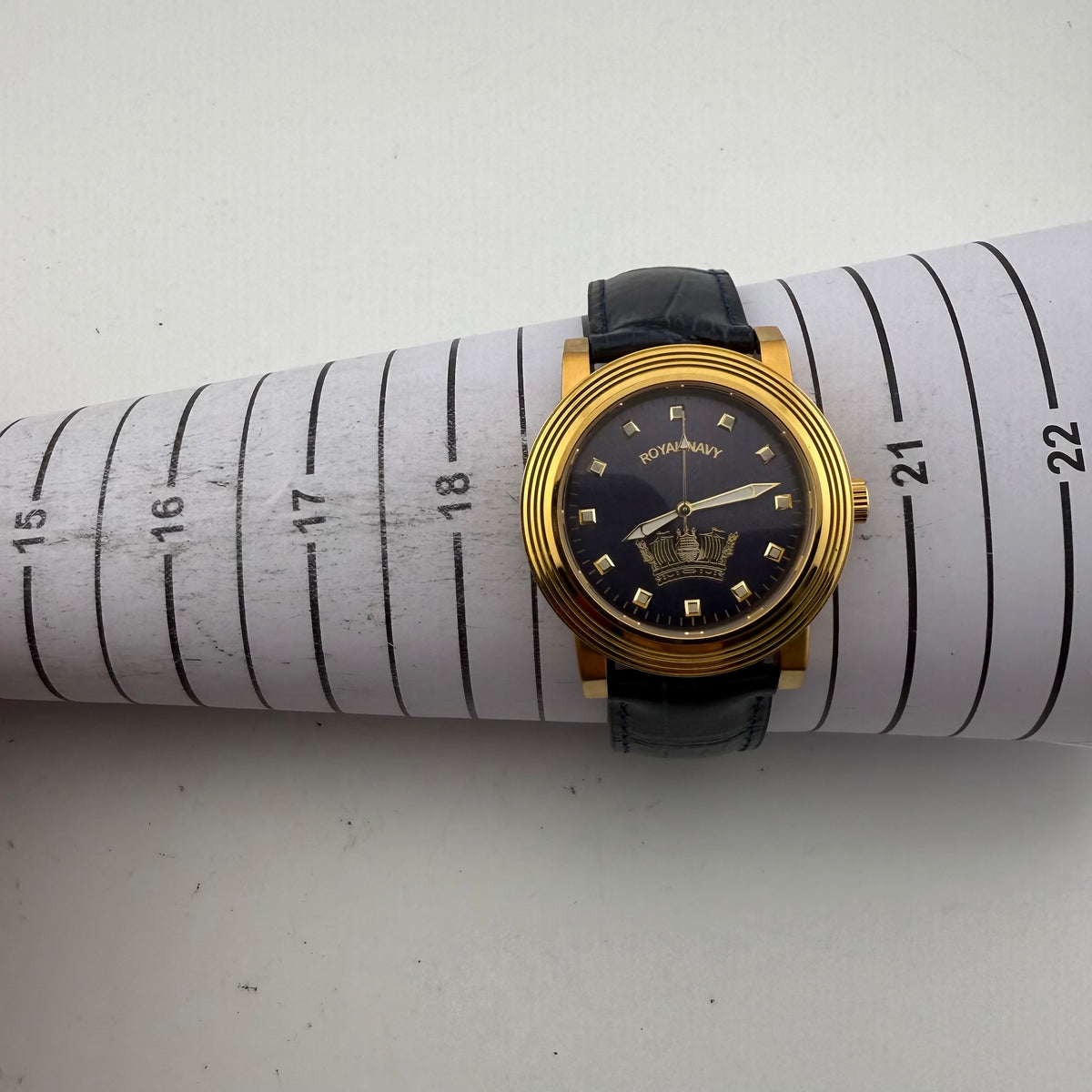 Royal Navy RN1008D Naval Crown Gold Tone Blue Dial Men’s Watch 45mm Rare Find- £55.00