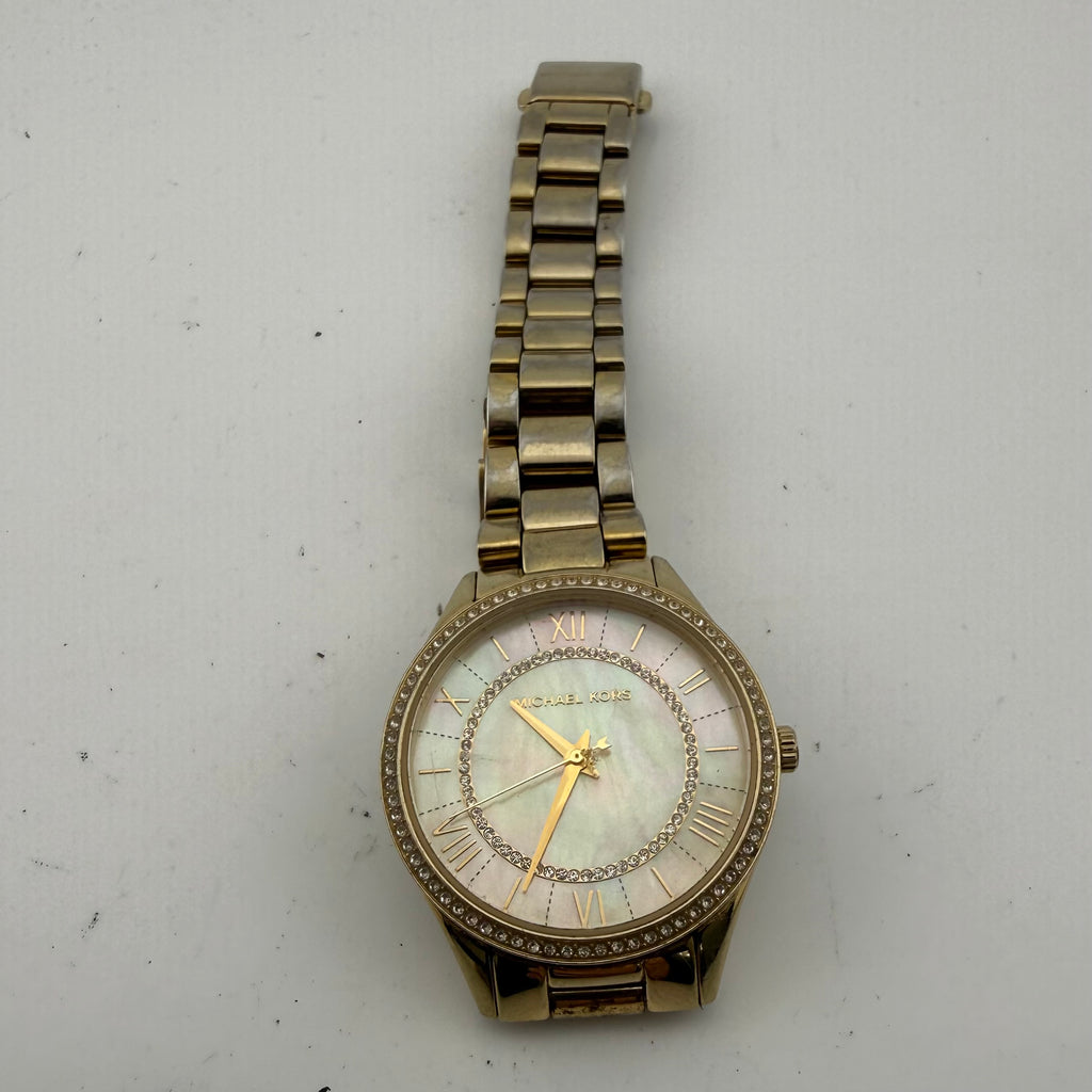 Michael Kors MK4463 Ladies Gold Tone Mother of Pearl Crystal Watch 35mm Boxed (Fully Tested and working)- £45.00