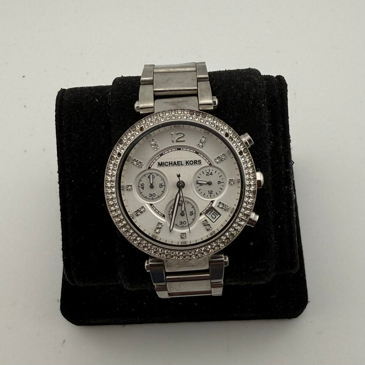 Michael Kors Parker MK5353 Ladies Crystal Chronograph Silver Watch Fully Tested and Working- £25.00