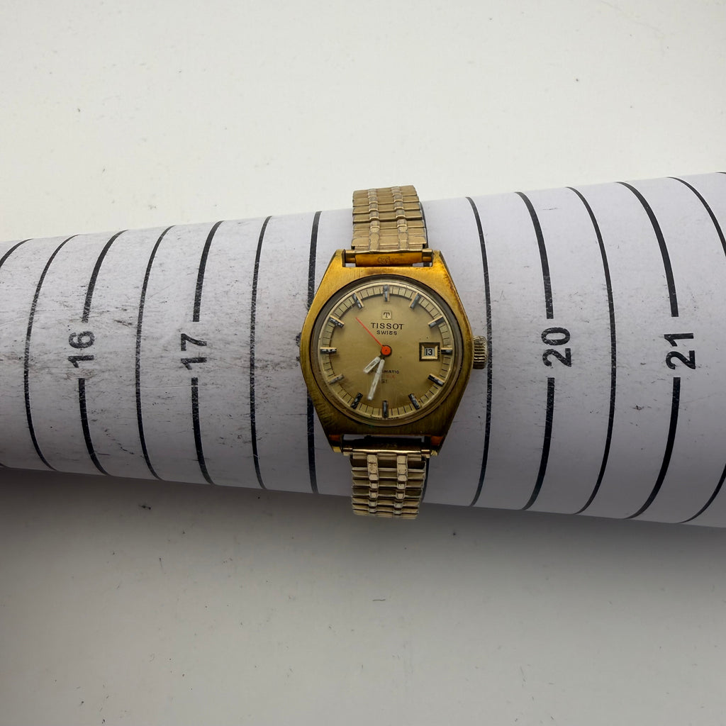 Vintage Tissot Swiss Mechanical Gold Tone Date Watch Fully Working