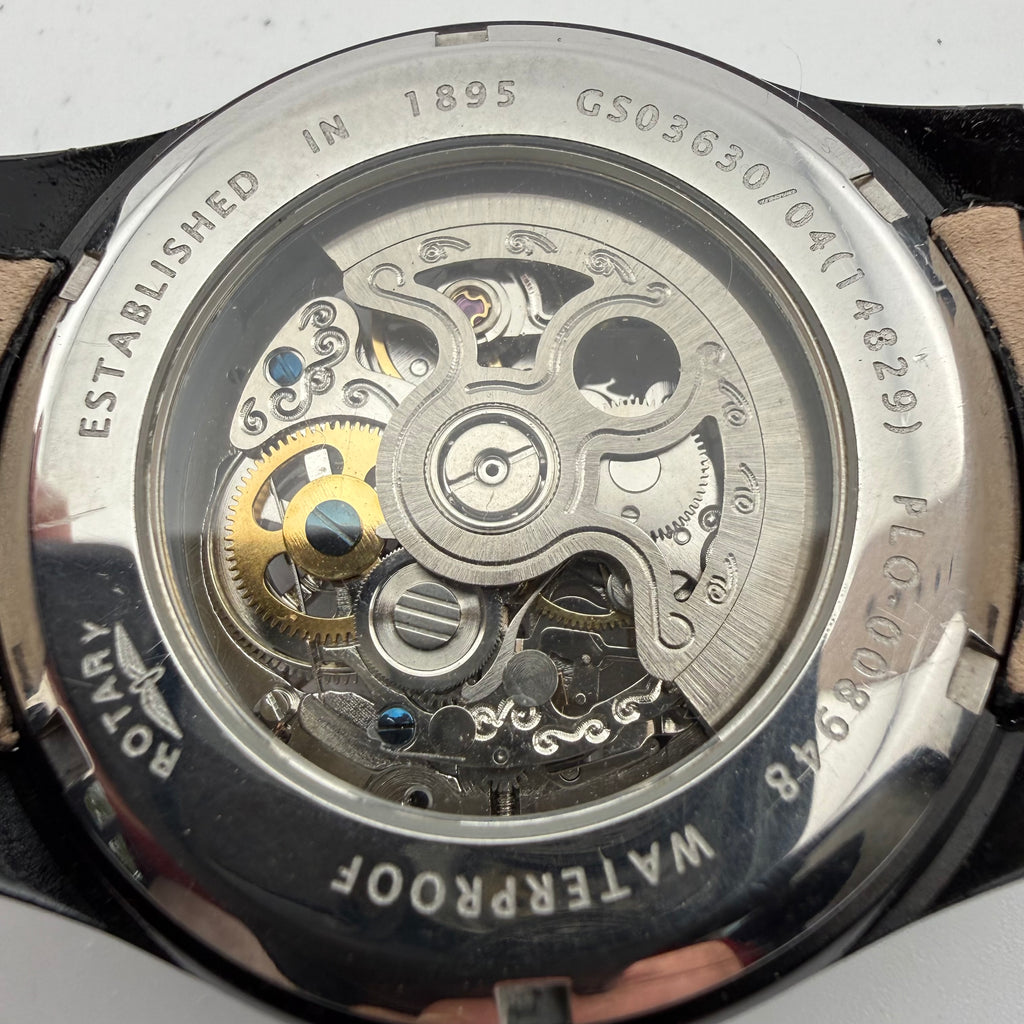 Rotary GS03630/04 Automatic Skeleton Watch Black Rose Gold – Fully Serviced Boxed- £150.00