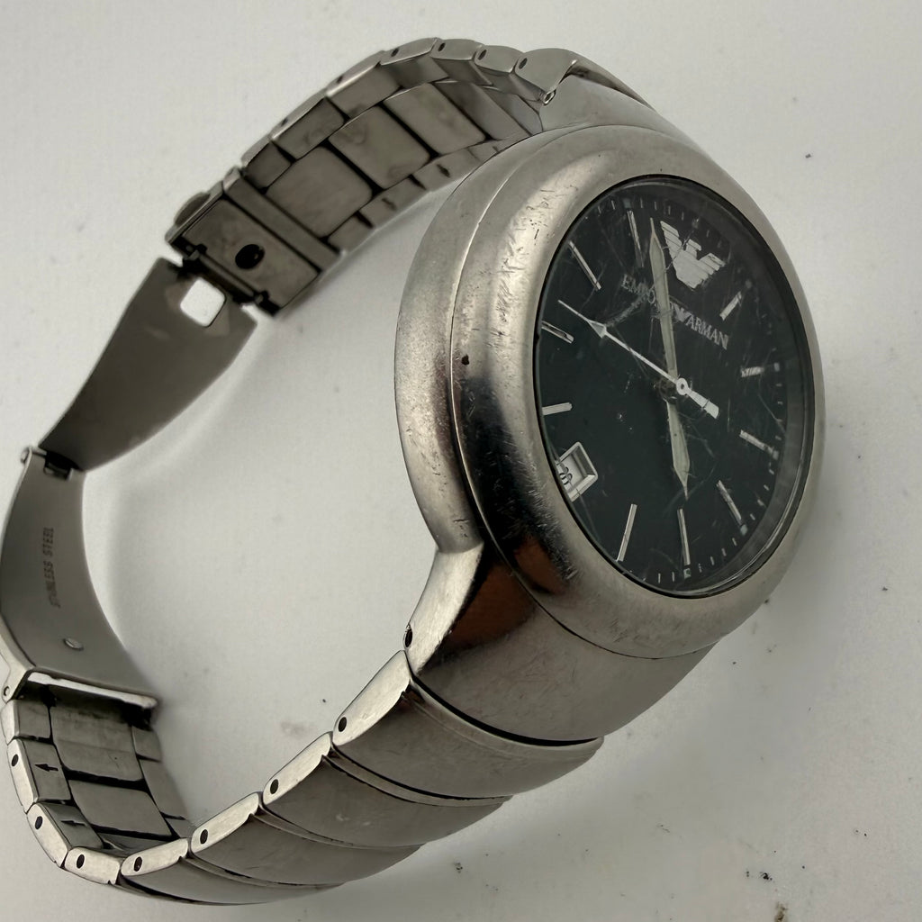 Emporio Armani AR-0802 Stainless Steel Black Dial Watch Trade Bargain (Fully Tested and working)- £10.00