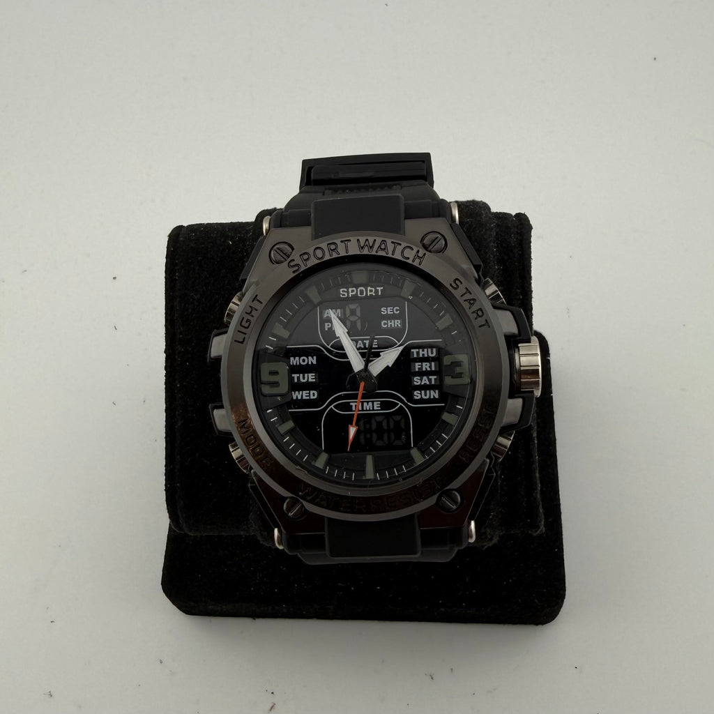 Sport Gents Large 54mm Ana-Digi Sport Watch Black Silicone Day Date Alarm Working