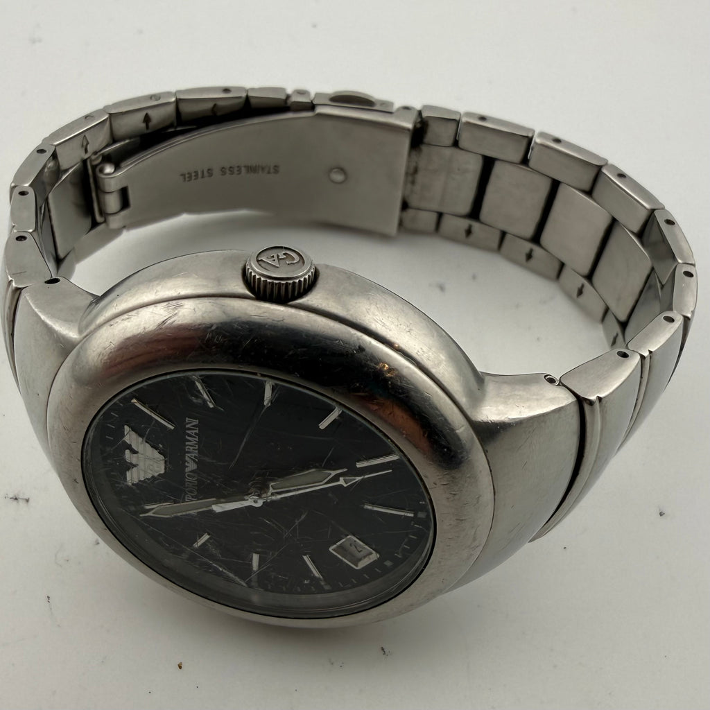 Emporio Armani AR-0802 Stainless Steel Black Dial Watch Trade Bargain (Fully Tested and working)- £10.00