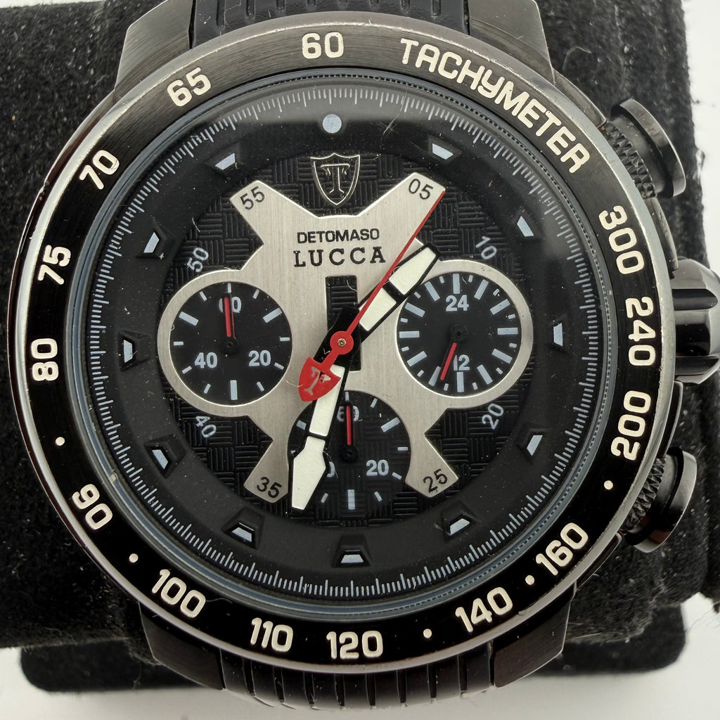Detomaso Lucca DT1017-A Mens Chronograph Tachymeter Black Watch Fully Tested and Working- £70.00
