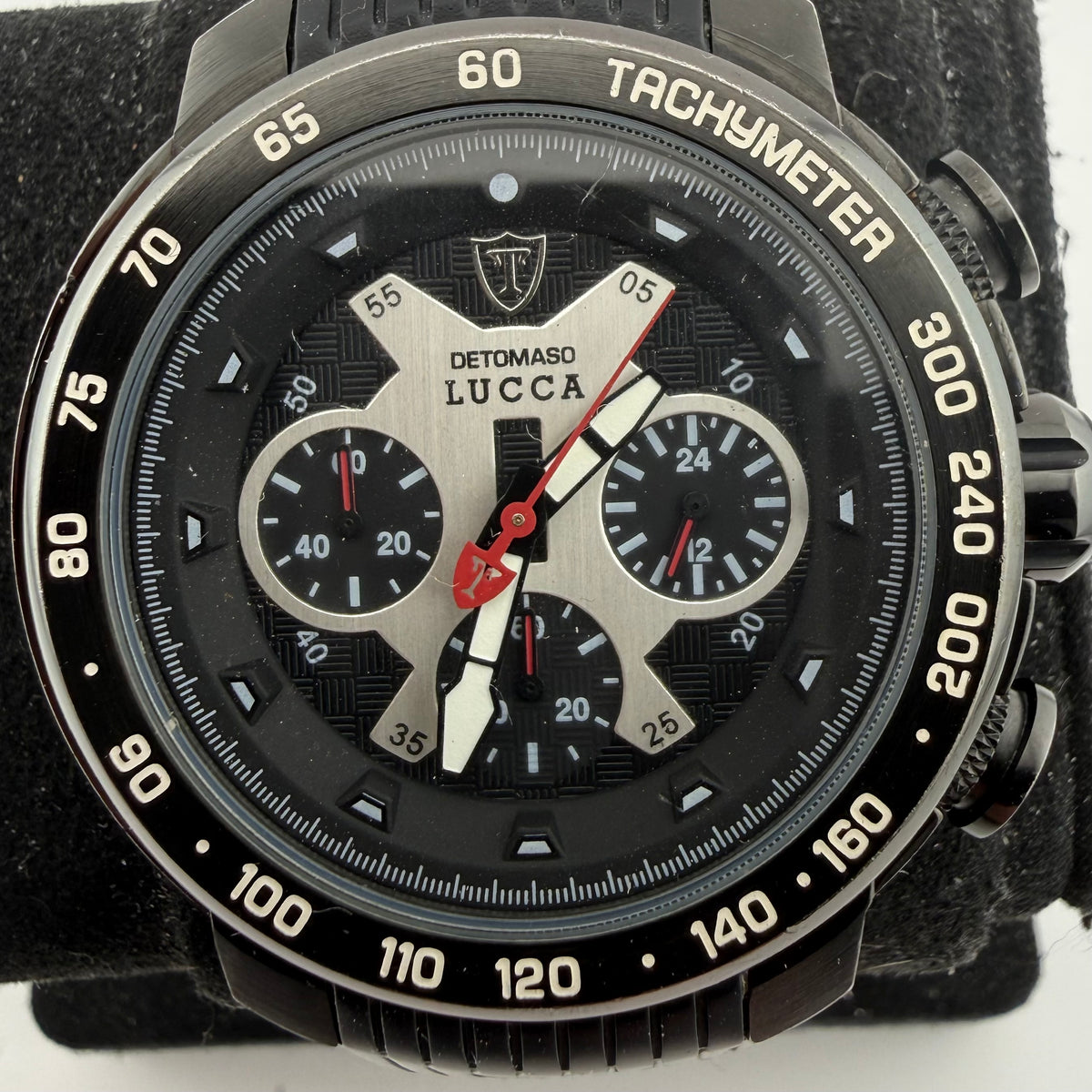 Detomaso Lucca DT1017-A Mens Chronograph Tachymeter Black Watch Fully Tested and Working- £70.00