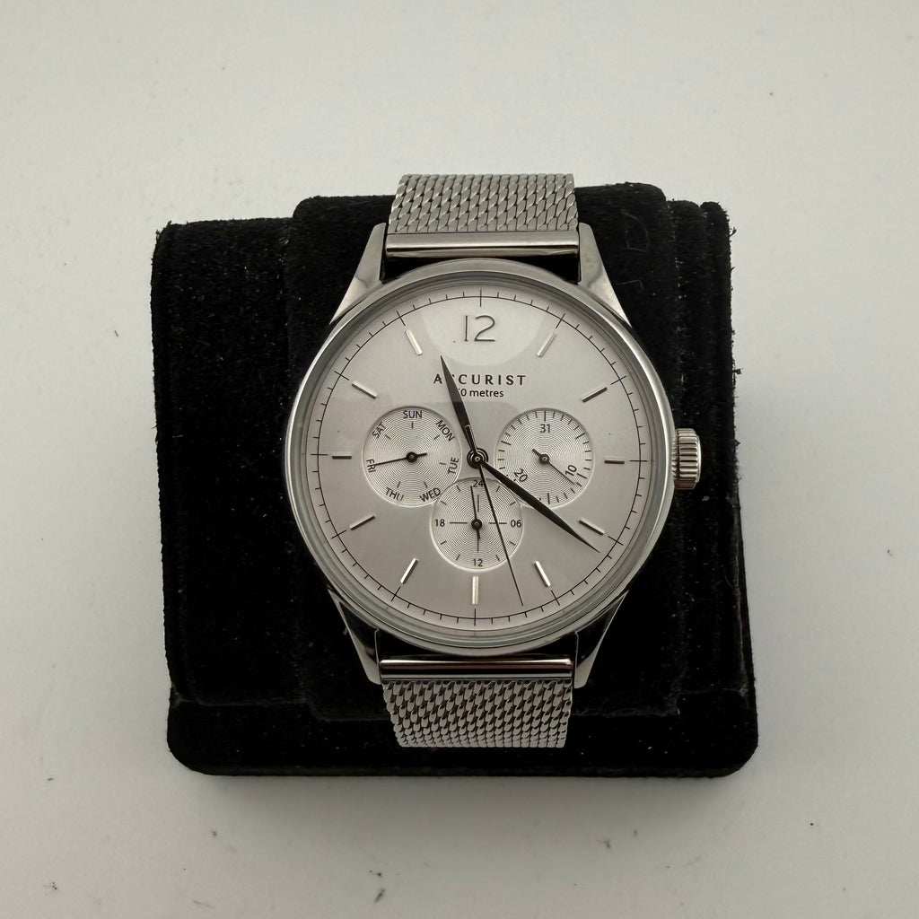 Accurist 7284 Mens Multifunction Silver Dial Mesh Bracelet Watch Fully Tested and Working- £40.00