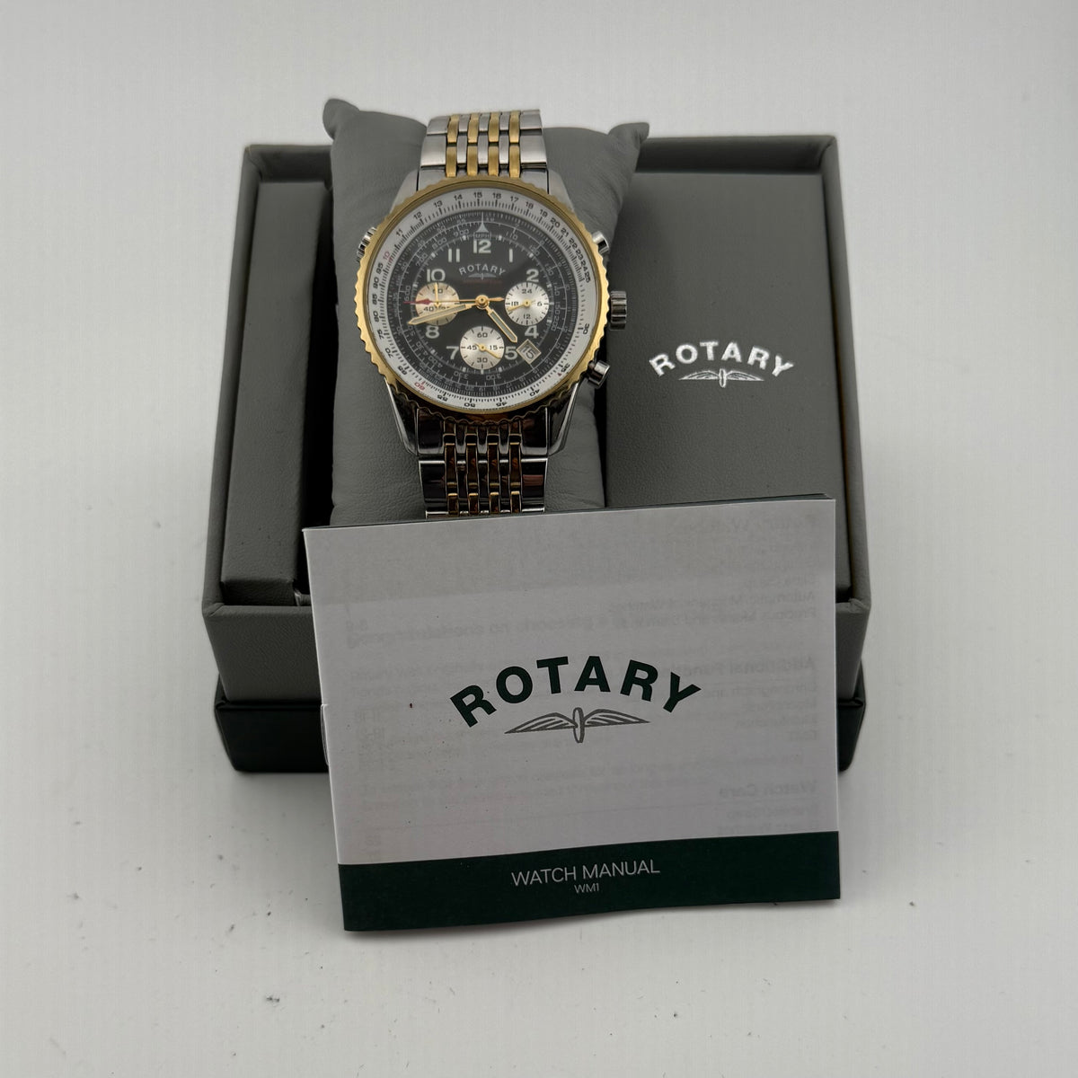 Rotary Aquaspeed Gents Two Tone Chronograph Black Dial Fully Tested and Working- £55.00