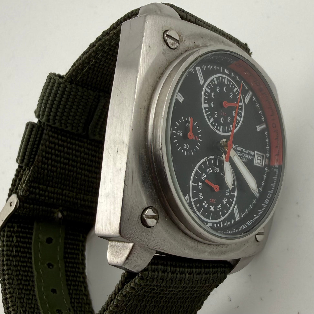 Kahuna K2V-0017G Mens Chronograph 100M Black Dial Canvas Strap Fully Tested and Working- £40.00