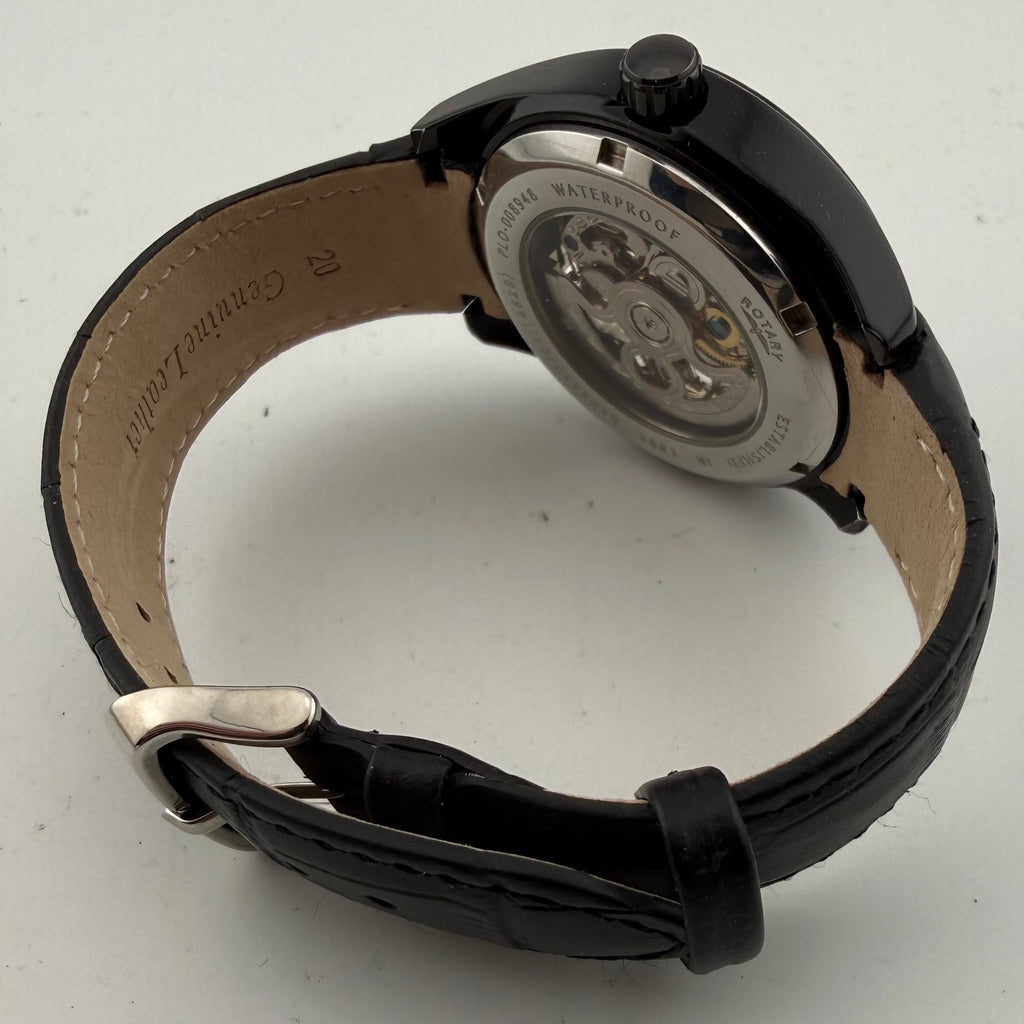 Rotary GS03630/04 Automatic Skeleton Watch Black Rose Gold – Fully Serviced Boxed- £150.00