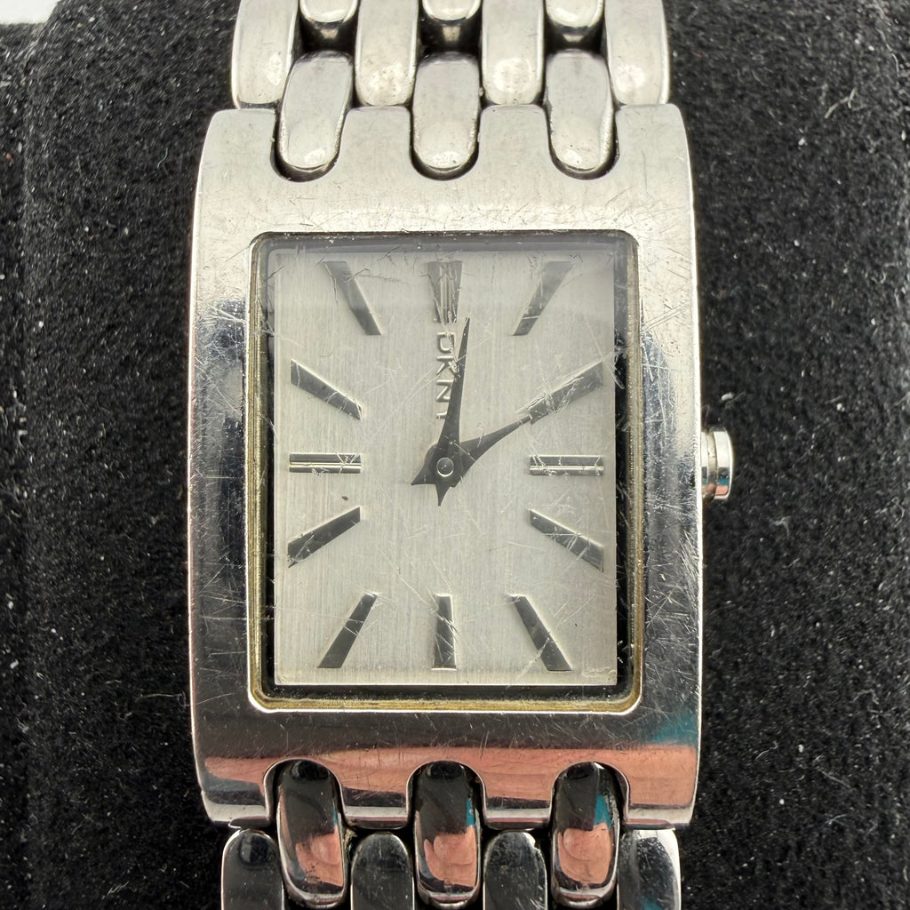 DKNY NY8191 Ladies Silver Stainless Steel Rectangular Quartz Fully Tested and Working- £25.00