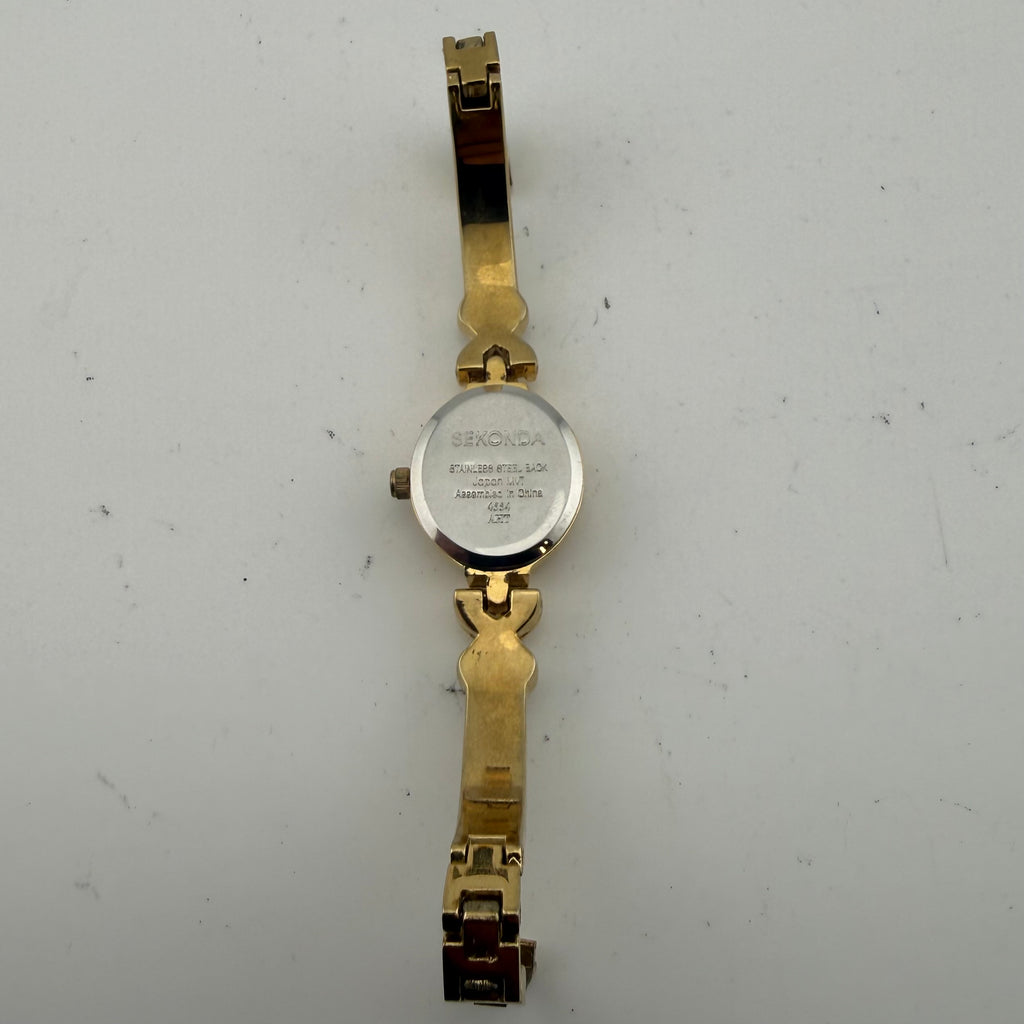 Sekonda Ladies Gold Tone Quartz Watch Crystal Set Heart Bracelet Fully Tested and Working- £12.00