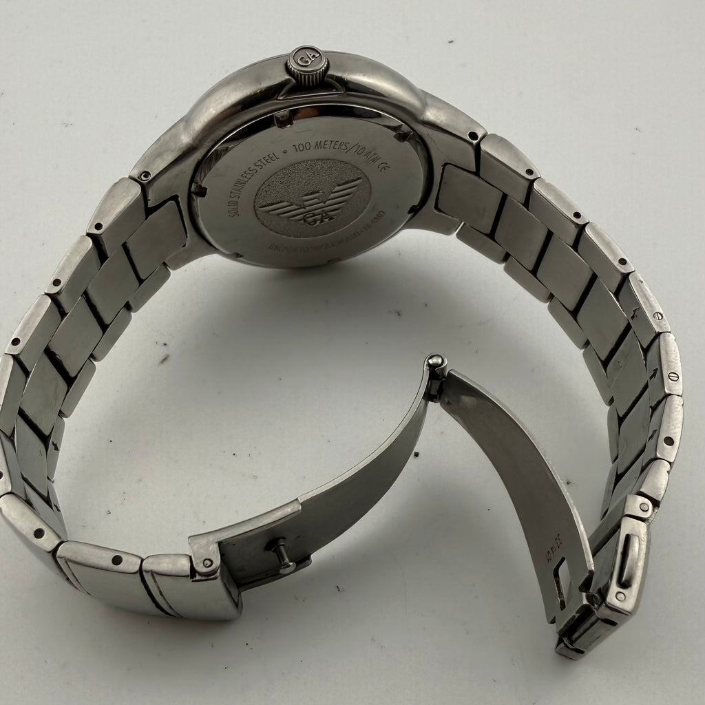 Emporio Armani AR-0802 Stainless Steel Black Dial Watch Trade Bargain (Fully Tested and working)- £10.00