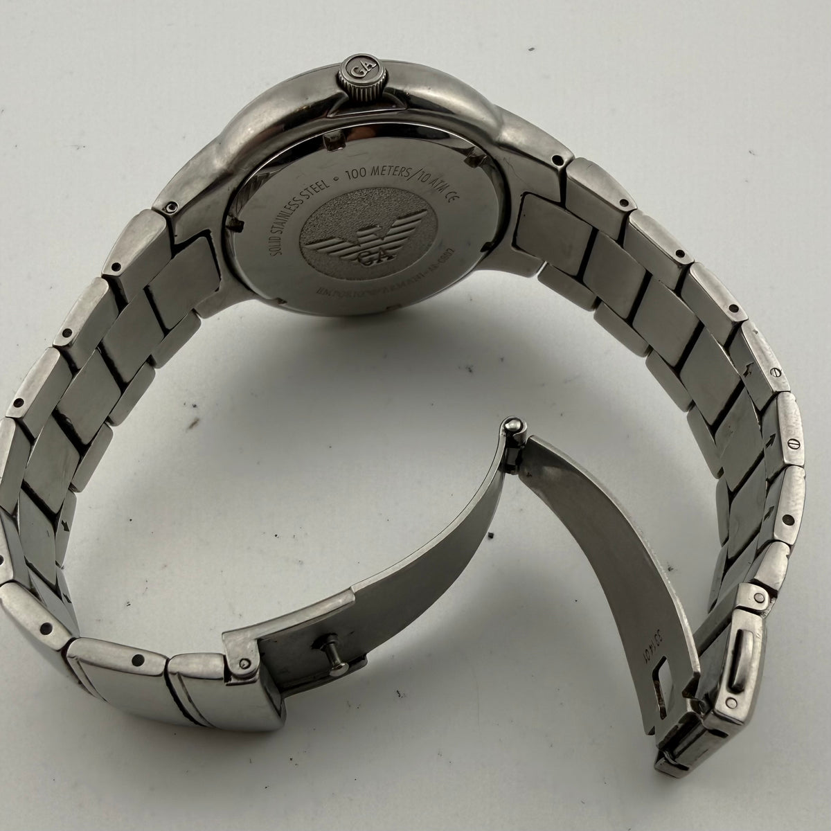 Emporio Armani AR-0802 Stainless Steel Black Dial Watch Trade Bargain (Fully Tested and working)- £10.00