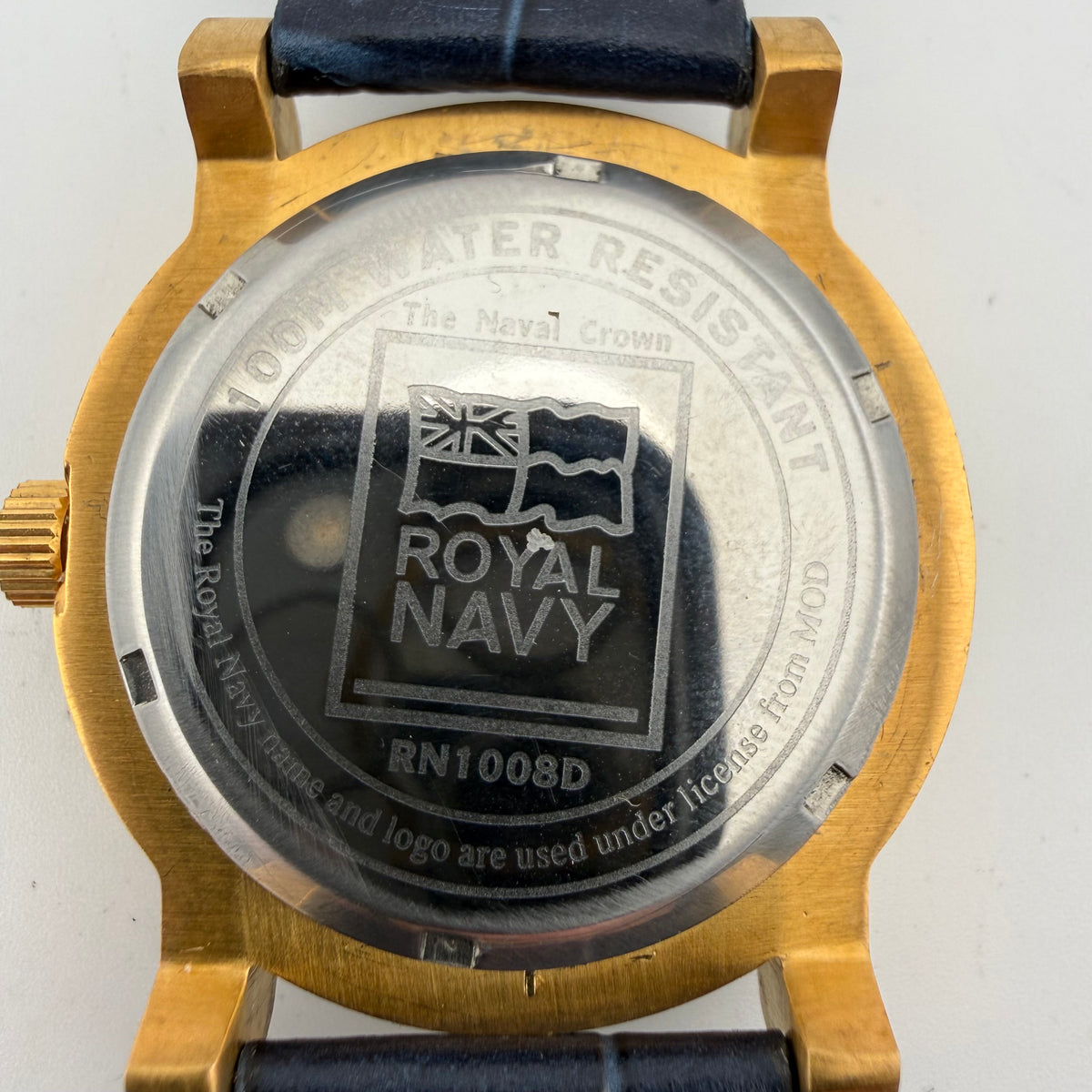 Royal Navy RN1008D Naval Crown Gold Tone Blue Dial Men’s Watch 45mm Rare Find- £55.00