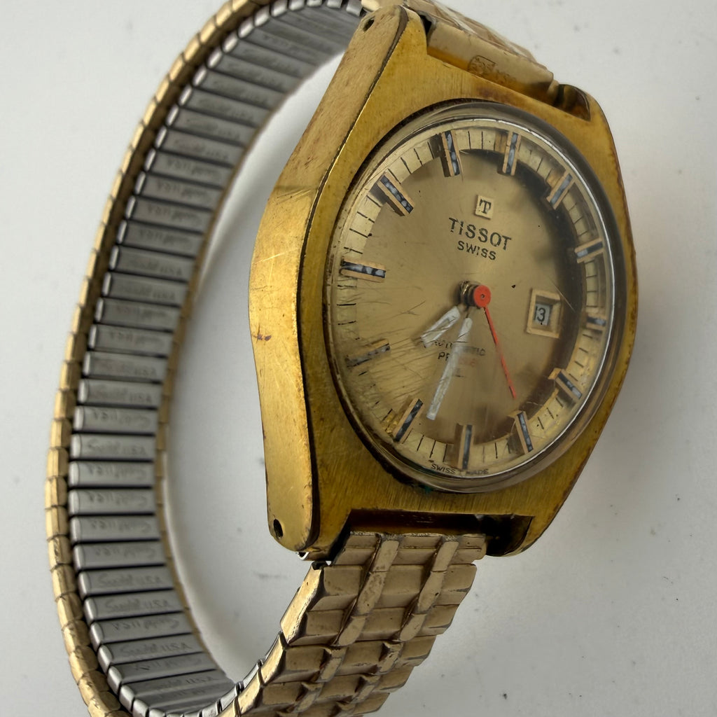 Vintage Tissot Swiss Mechanical Gold Tone Date Watch Fully Working