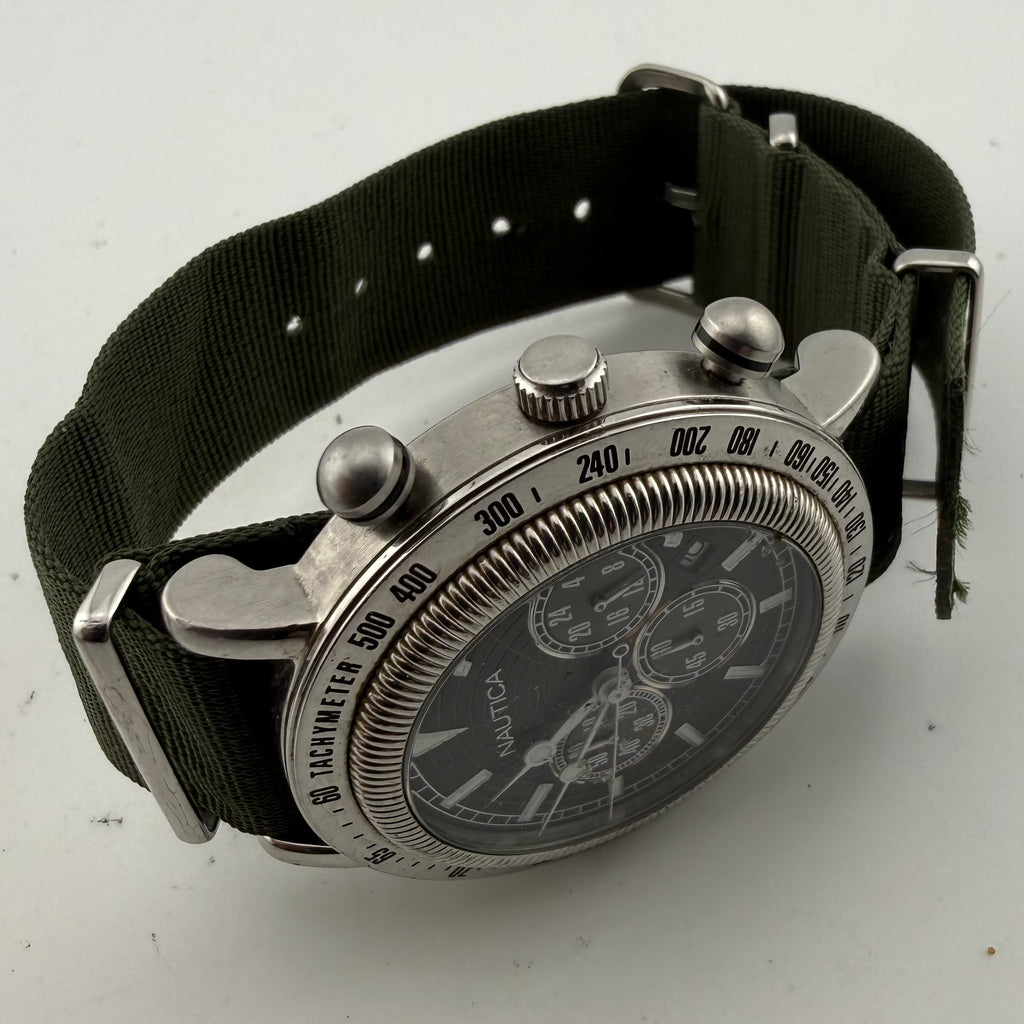 Nautica Men’s Dark Green Dial Quartz Chronograph Tachymeter 48mm Watch (Fully Tested and working)- £60.00