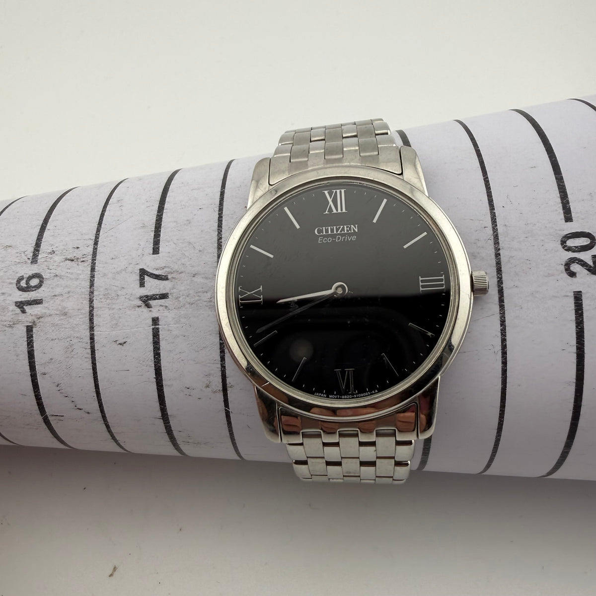Citizen Eco-Drive Black Dial Ultra Slim Stainless Steel Gents Dress Watch 39mm Boxed (Fully Tested and Working)- £90.00