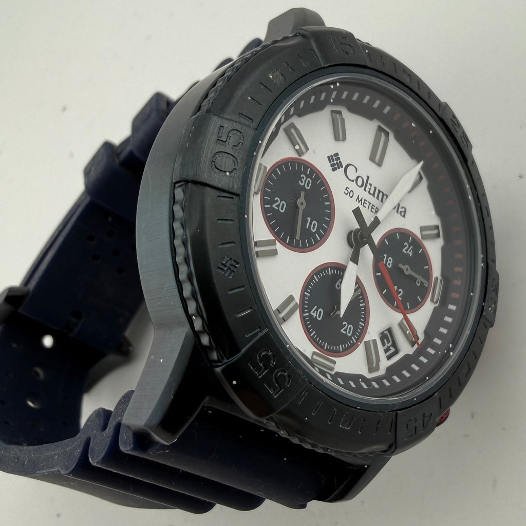Columbia Peak Patrol Gents Chronograph 50M Black Blue Watch Fully Tested and Working- £40.00