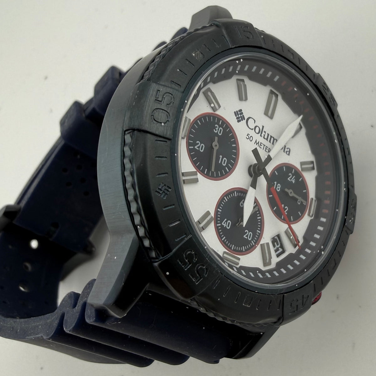 Columbia Peak Patrol Gents Chronograph 50M Black Blue Watch Fully Tested and Working- £40.00