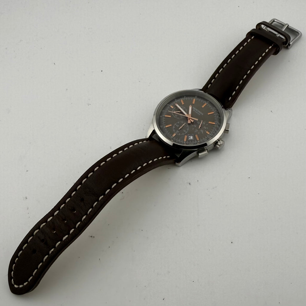 Sekonda 1490 CKX Men’s Chronograph Black Dial Brown Leather Watch 46mm (Fully Tested and working)- £35.00
